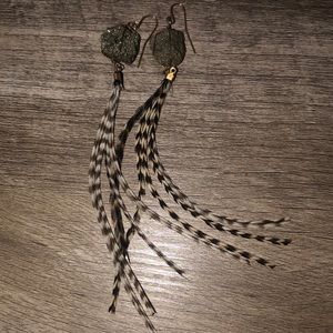 Really unique/cool feathered earrings with stone